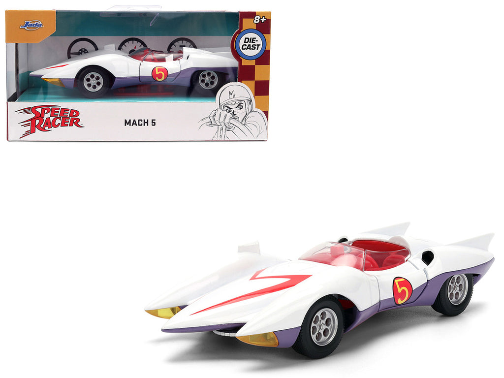 Mach 5 White with Red Stripes and Interior "Speed Racer" (1967) TV Series "Anime Hollywood Rides" Series 1/32 Diecast Model Car by Jada-4