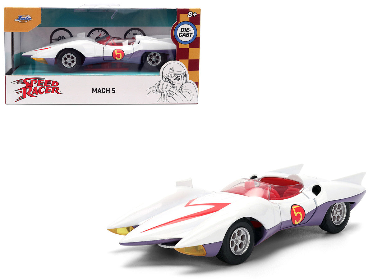 Mach 5 White with Red Stripes and Interior "Speed Racer" (1967) TV Series "Anime Hollywood Rides" Series 1/32 Diecast Model Car by Jada-4