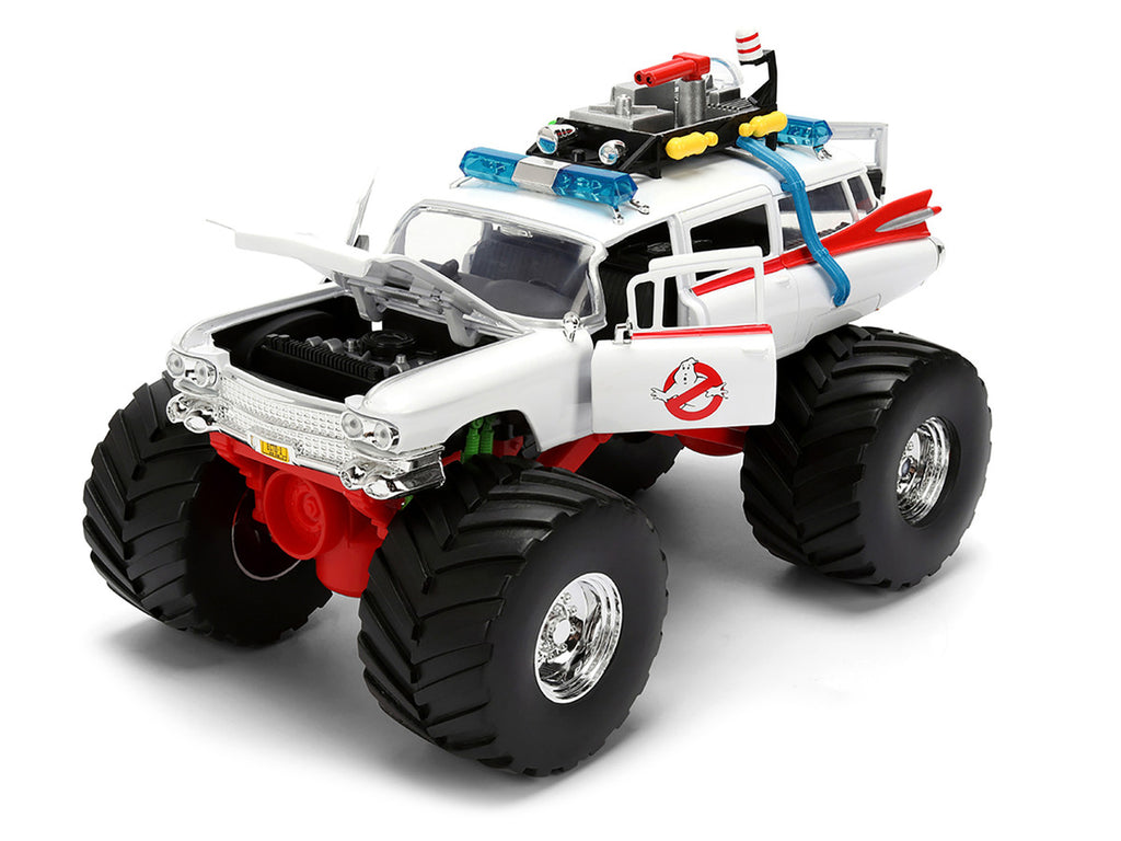 1959 Cadillac Ambulance Ecto-1 "Ghostbusters" (1984) Movie Monster Truck Version "Hollywood Rides" Series 1/24 Diecast Model Car by Jada-1