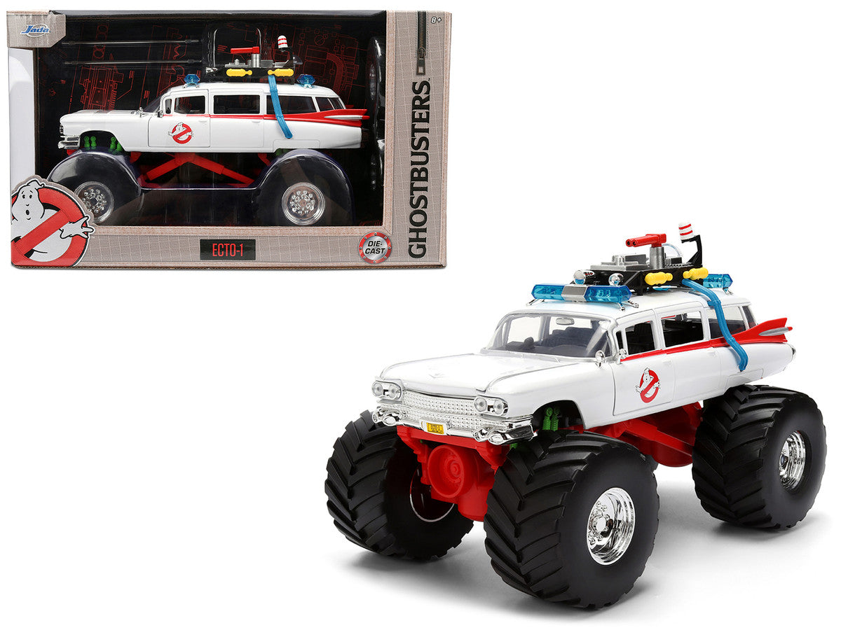 1959 Cadillac Ambulance Ecto-1 "Ghostbusters" (1984) Movie Monster Truck Version "Hollywood Rides" Series 1/24 Diecast Model Car by Jada-4