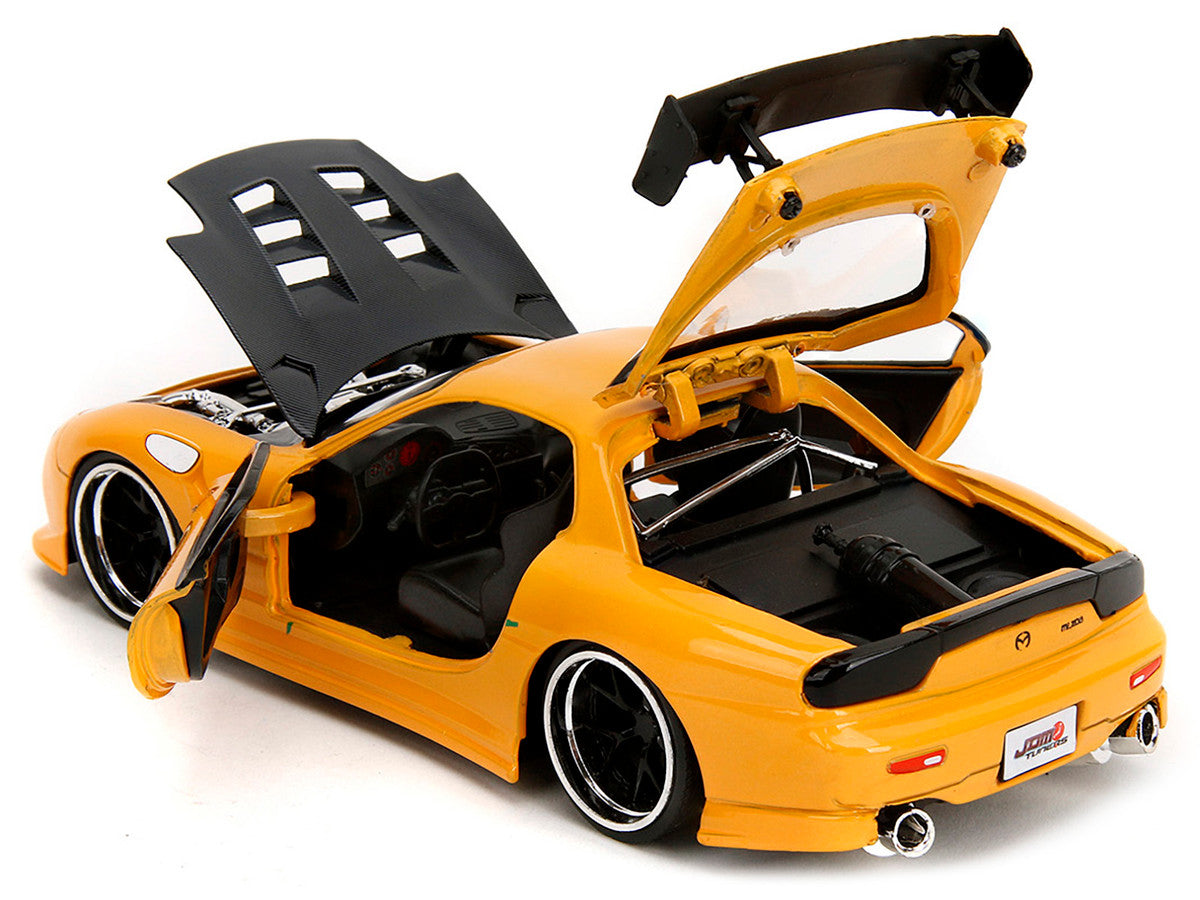 1993 Mazda RX-7 "HKS Power" Yellow with Carbon Hood "JDM Tuners" Series 1/24 Diecast Model Car by Jada-3