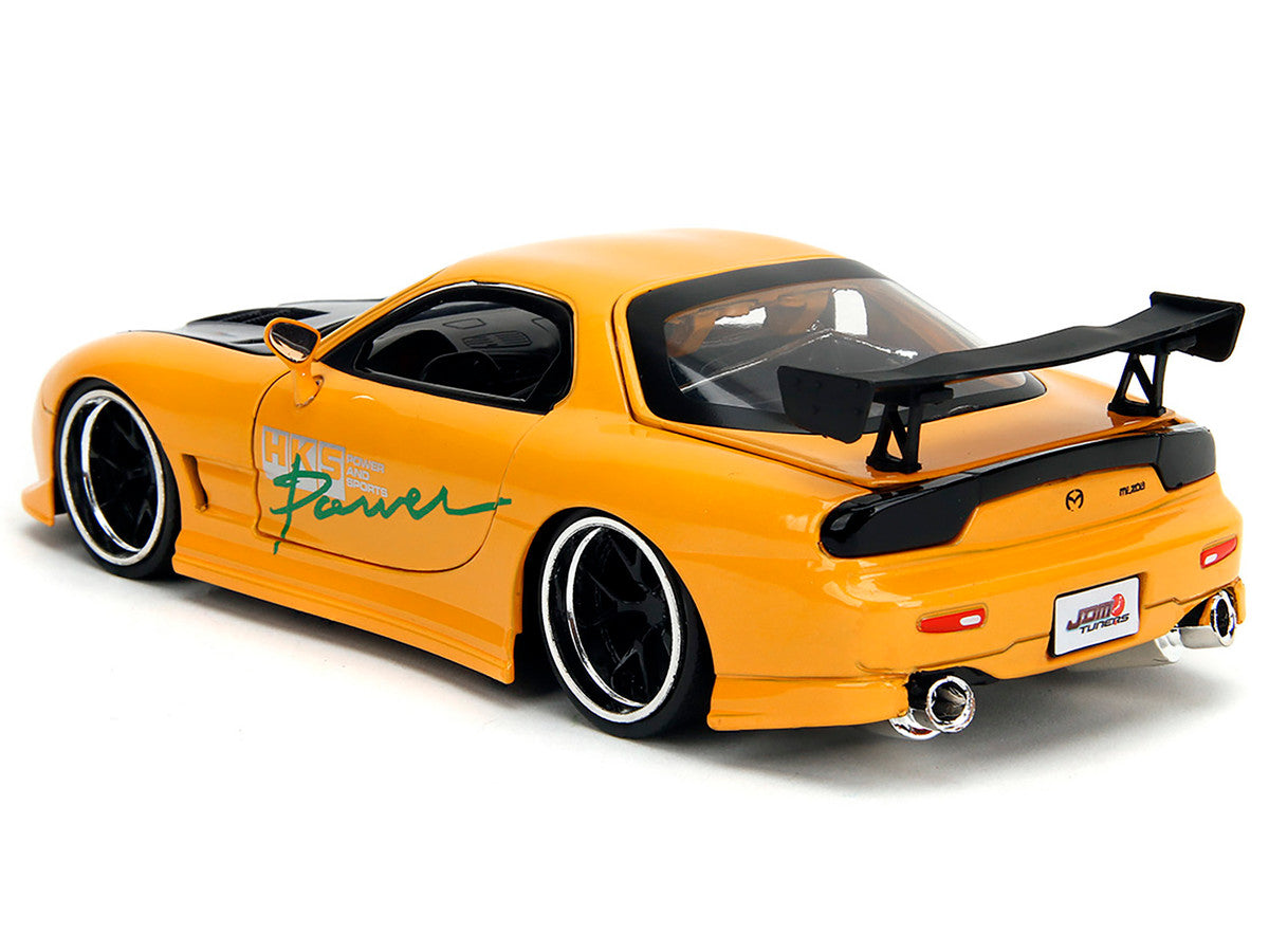 1993 Mazda RX-7 "HKS Power" Yellow with Carbon Hood "JDM Tuners" Series 1/24 Diecast Model Car by Jada-2