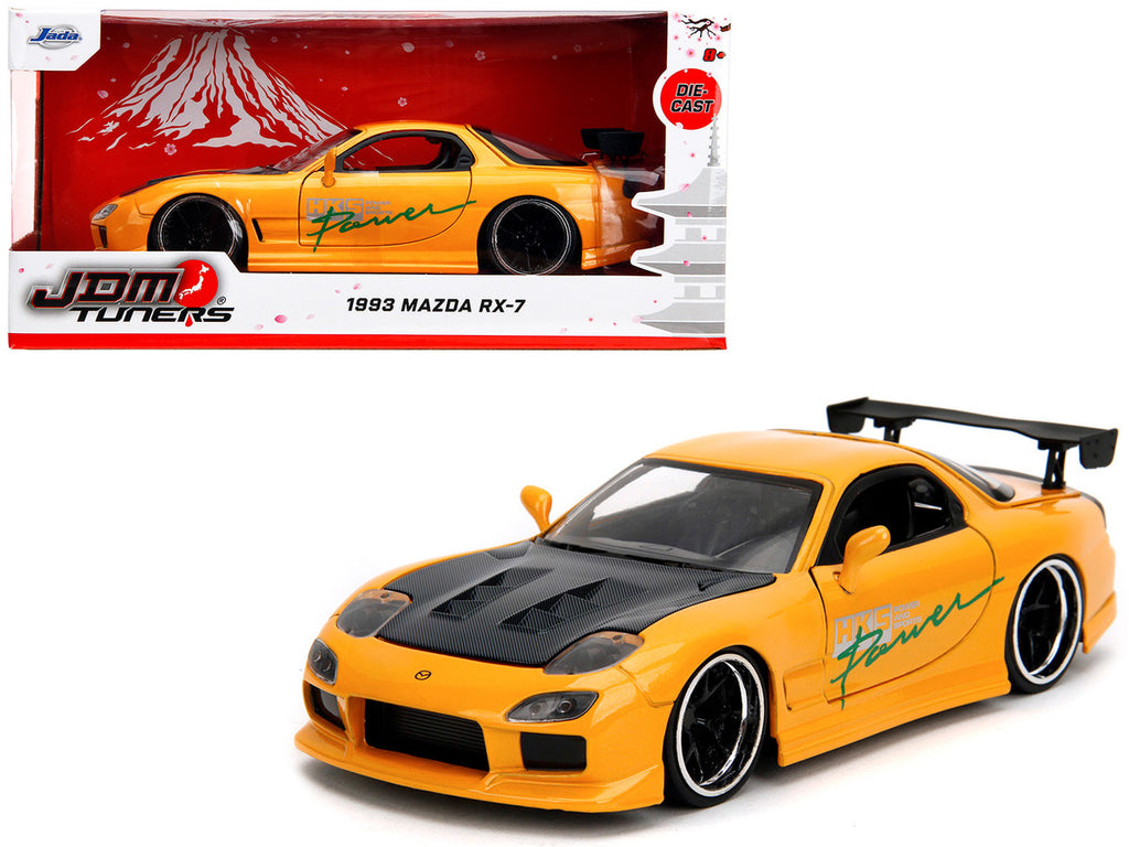 1993 Mazda RX-7 "HKS Power" Yellow with Carbon Hood "JDM Tuners" Series 1/24 Diecast Model Car by Jada-4