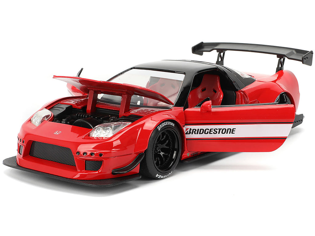 2002 Honda NSX-R RHD (Right Hand Drive) "Bridgestone" Red with Black Top and White Stripes "JDM Tuners" Series 1/24 Diecast Model Car by Jada-1