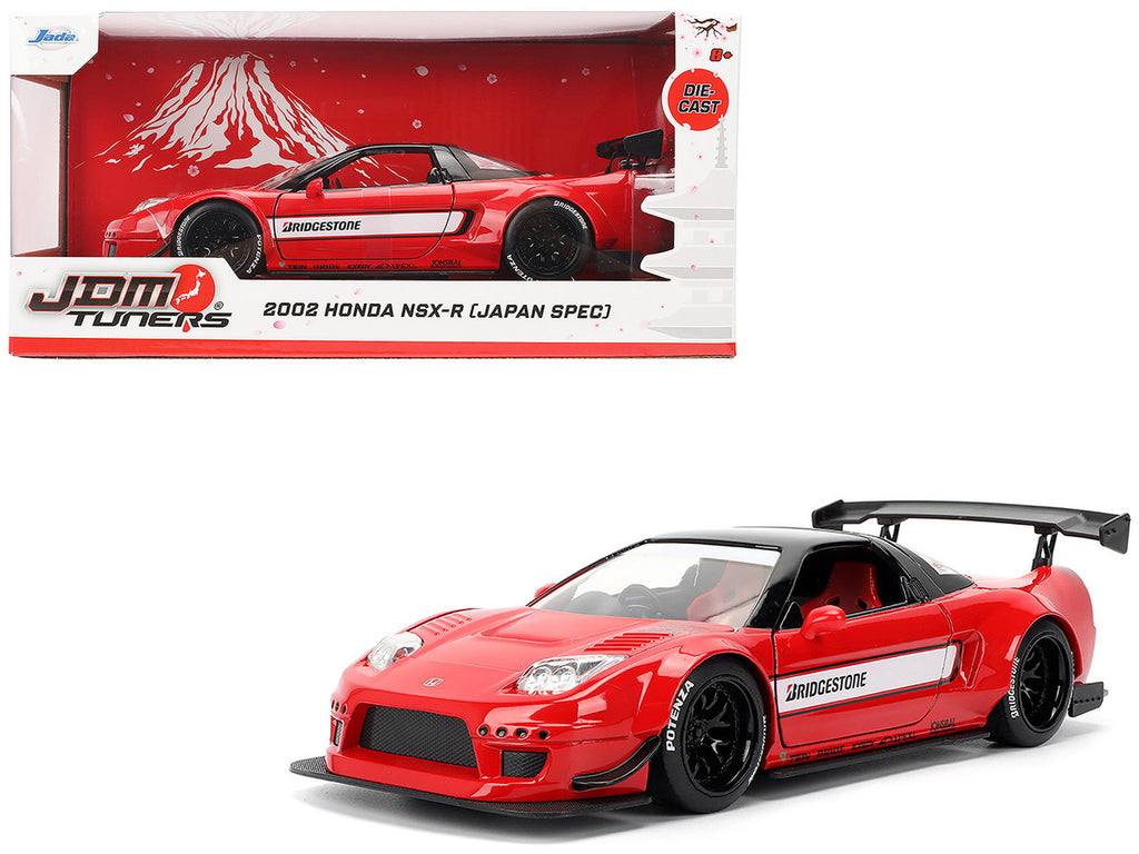 2002 Honda NSX-R RHD (Right Hand Drive) "Bridgestone" Red with Black Top and White Stripes "JDM Tuners" Series 1/24 Diecast Model Car by Jada-4