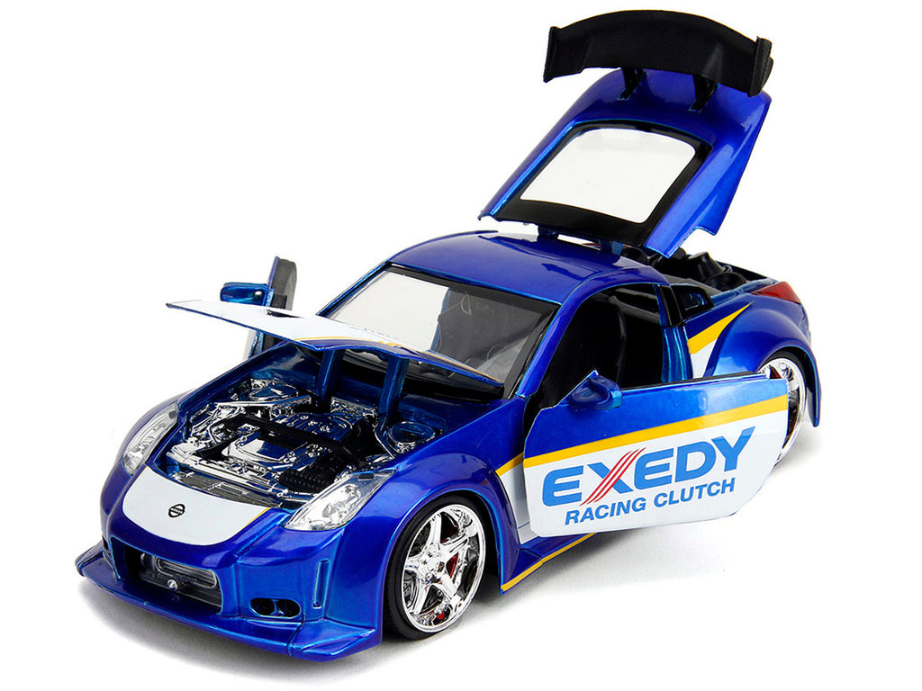2003 Nissan 350Z "Exedy Racing Clutch" Candy Blue and White "JDM Tuners" Series 1/24 Diecast Model Car by Jada-0