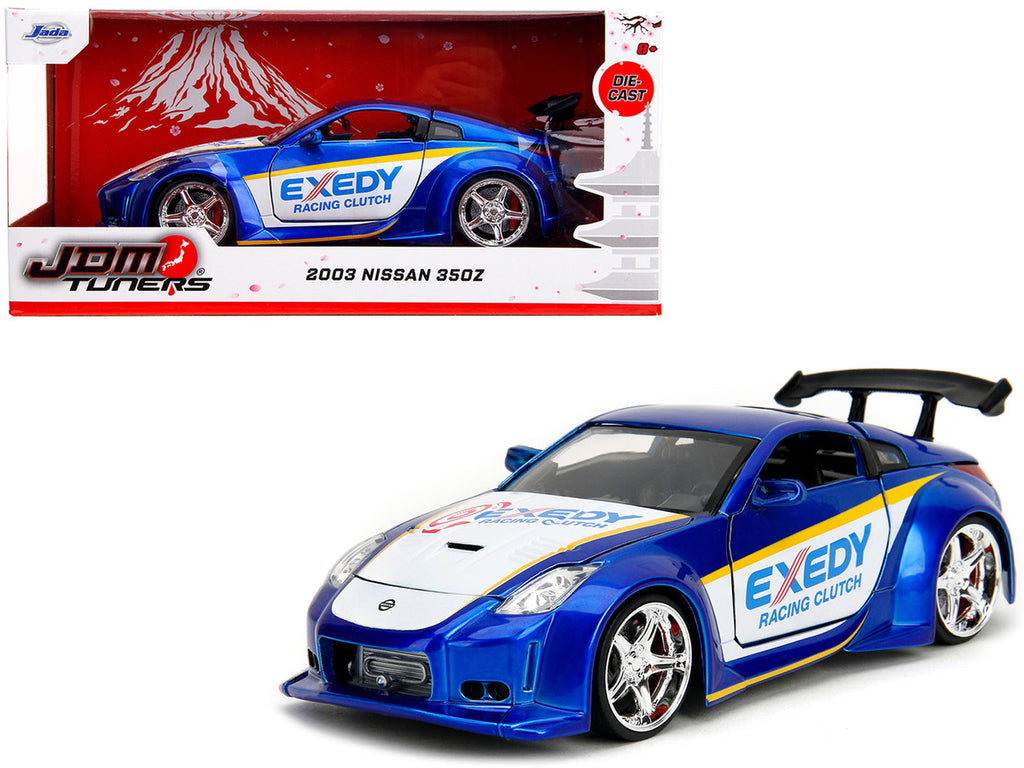 2003 Nissan 350Z "Exedy Racing Clutch" Candy Blue and White "JDM Tuners" Series 1/24 Diecast Model Car by Jada-4