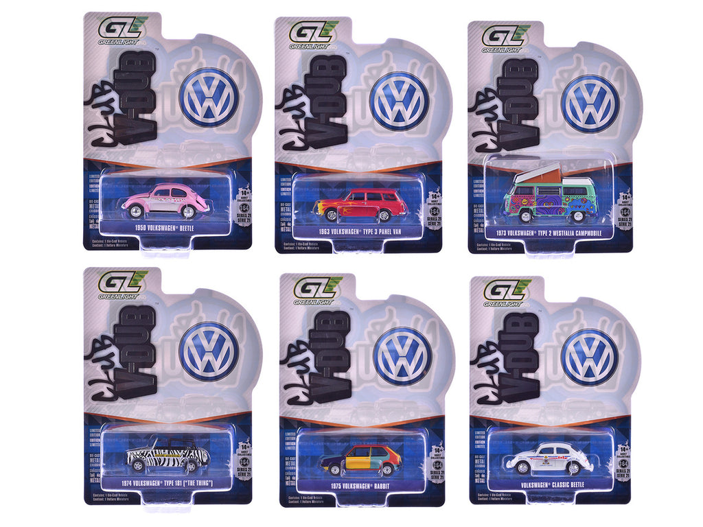 "Club Vee-Dub" Series 21 Set of 6 pieces 1/64 Diecast Model Cars by Greenlight-0