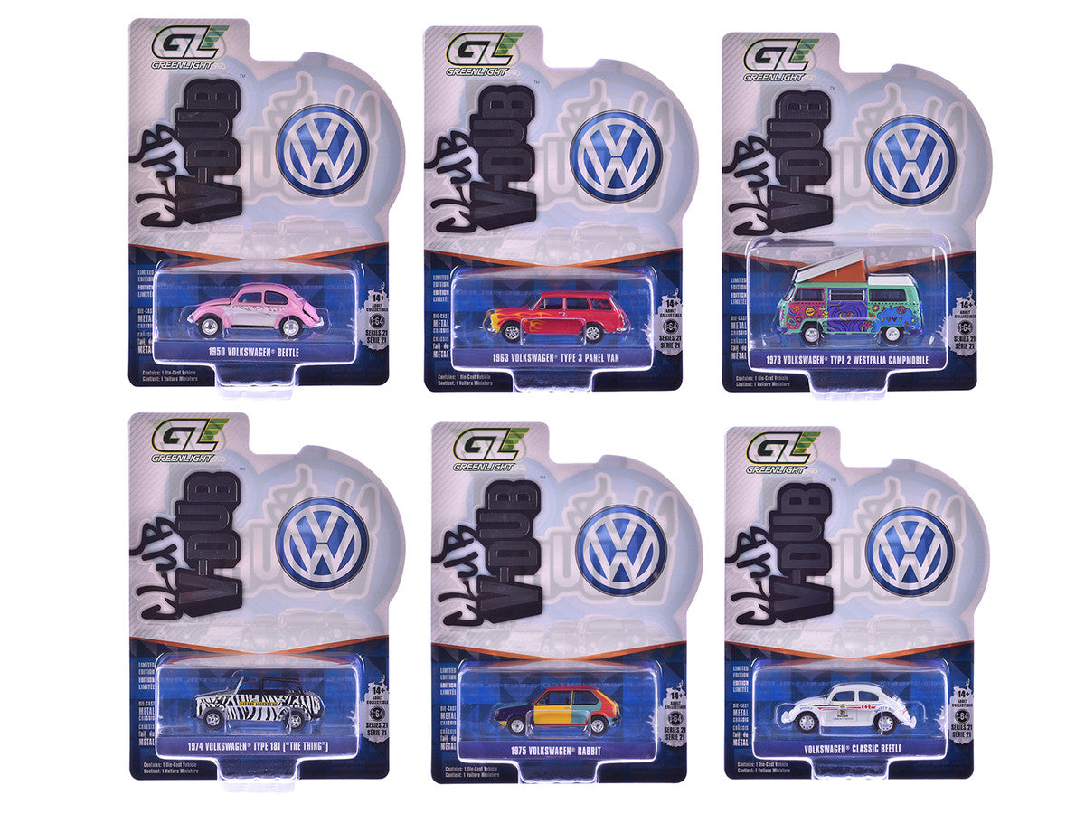 "Club Vee-Dub" Series 21 Set of 6 pieces 1/64 Diecast Model Cars by Greenlight-0
