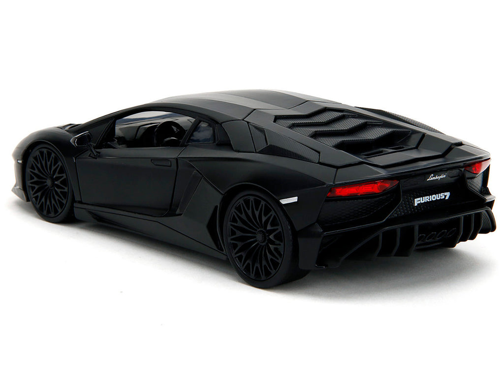 Shaw's Lamborghini Aventador Matt Black "Furious 7" (2015) Movie "Fast & Furious" Series 1/24 Diecast Car Model by Jada-0