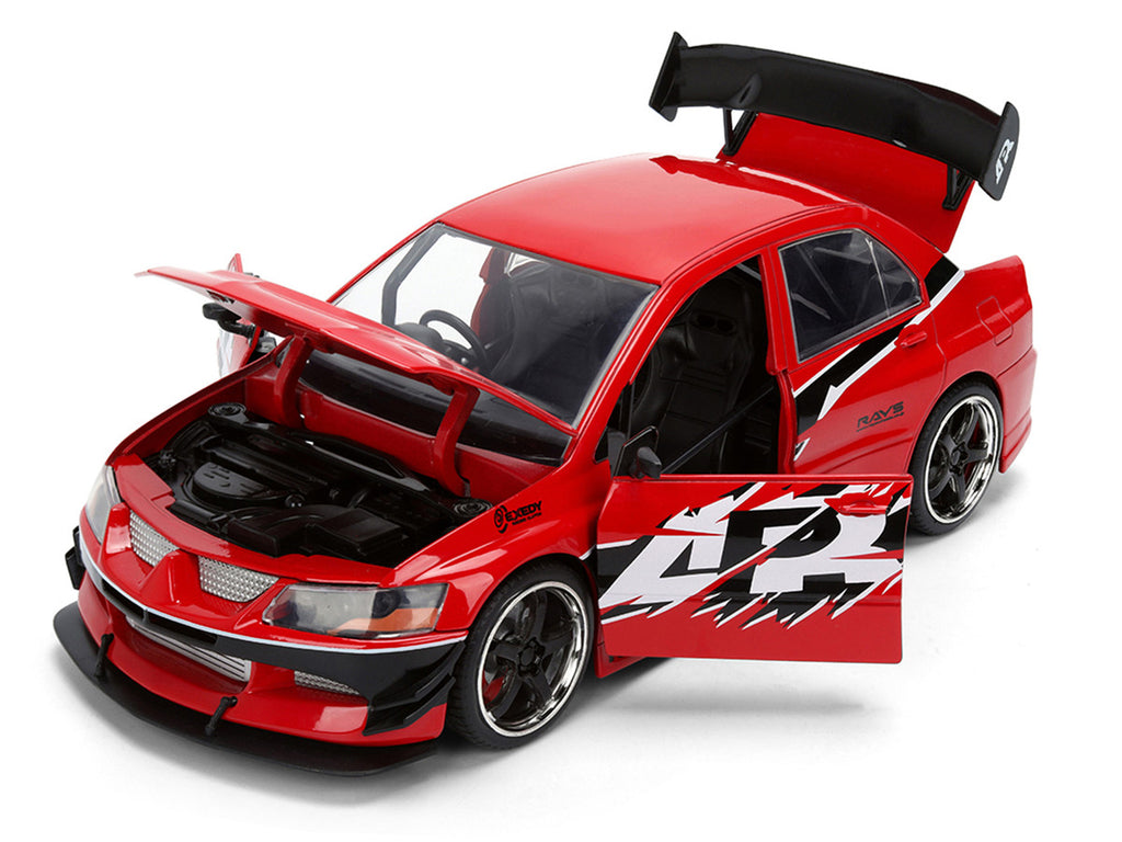 Sean's Mitsubishi Lancer Evolution IX RHD (Right Hand Drive) Red with Graphics "The Fast and the Furious: Tokyo Drift" (2006) Movie "Fast & Furious 25 Years" Series 1/24 Diecast Model Car by Jada-1