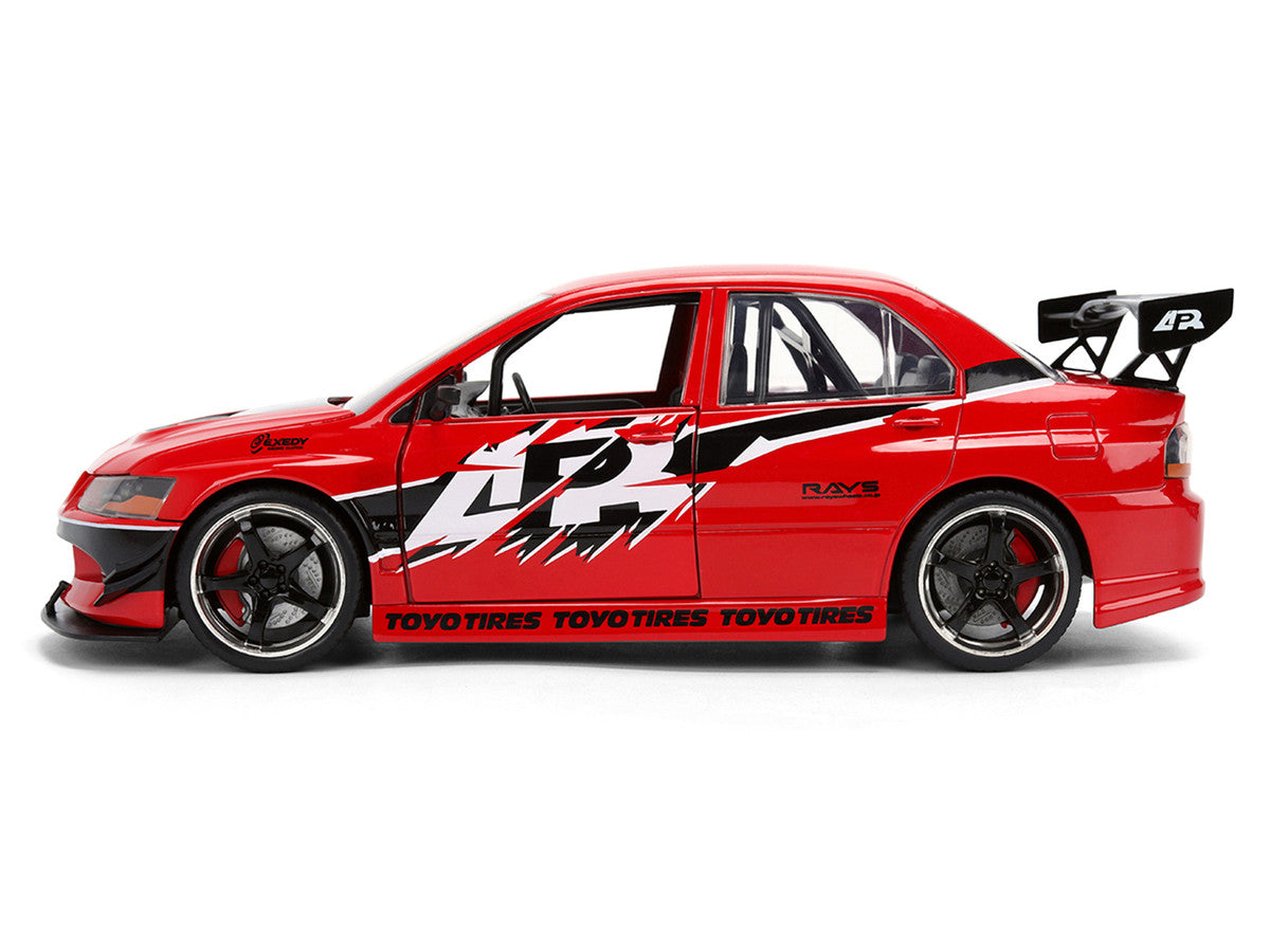 Sean's Mitsubishi Lancer Evolution IX RHD (Right Hand Drive) Red with Graphics "The Fast and the Furious: Tokyo Drift" (2006) Movie "Fast & Furious 25 Years" Series 1/24 Diecast Model Car by Jada-2