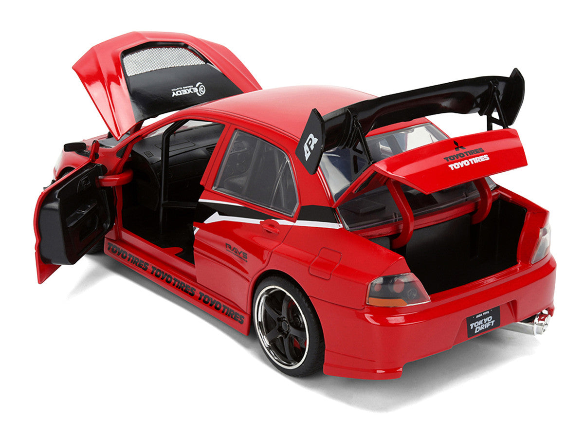 Sean's Mitsubishi Lancer Evolution IX RHD (Right Hand Drive) Red with Graphics "The Fast and the Furious: Tokyo Drift" (2006) Movie "Fast & Furious 25 Years" Series 1/24 Diecast Model Car by Jada-3