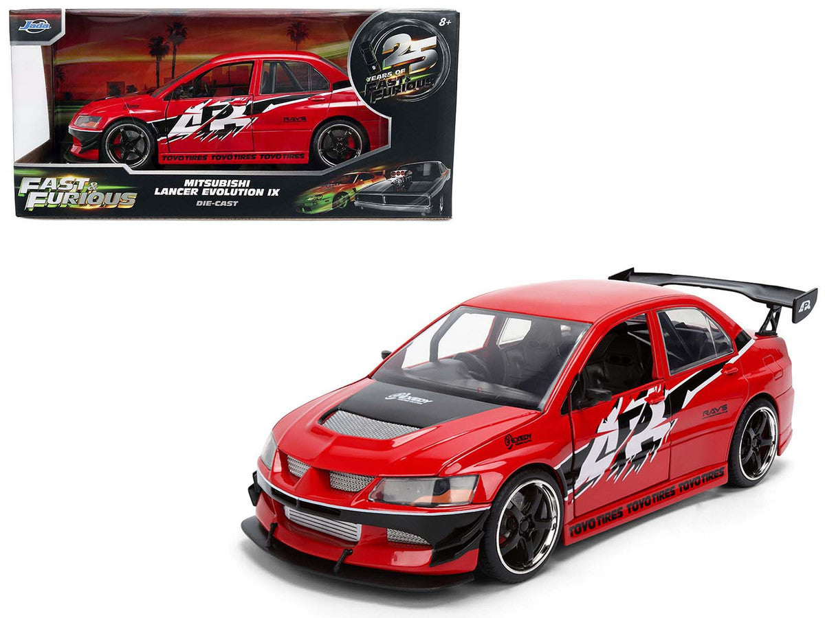 Sean's Mitsubishi Lancer Evolution IX RHD (Right Hand Drive) Red with Graphics "The Fast and the Furious: Tokyo Drift" (2006) Movie "Fast & Furious 25 Years" Series 1/24 Diecast Model Car by Jada-0