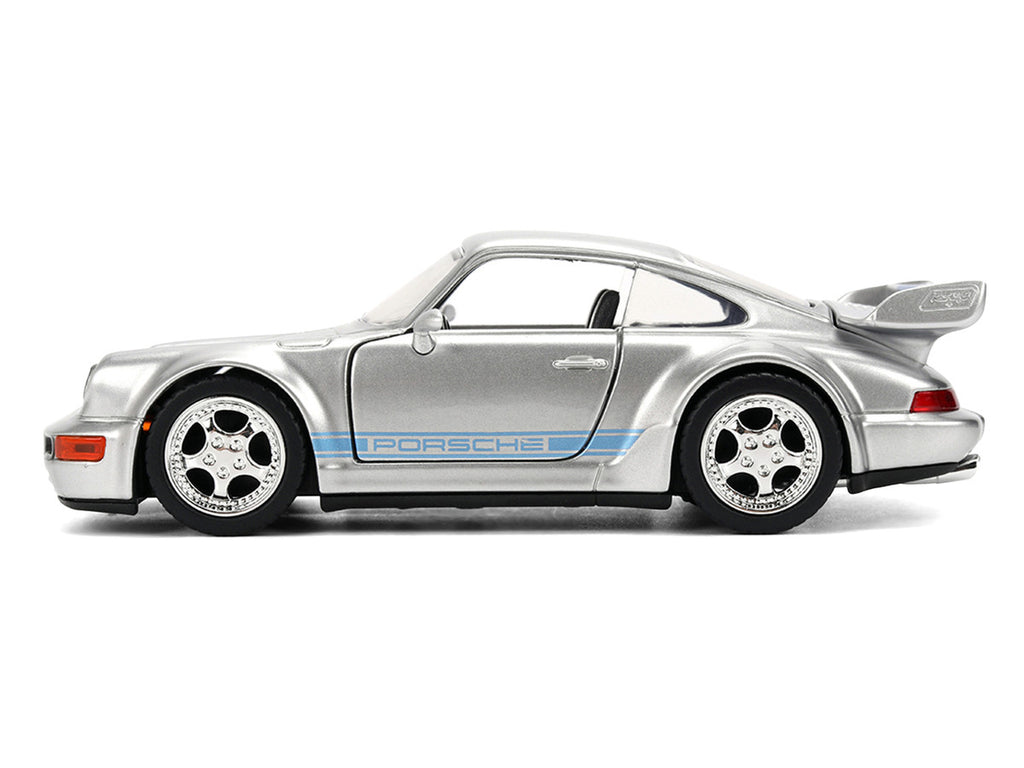 Porsche 911 Carrera RS 3.8 "Mirage" Silver Metallic with Blue Stripes "Transformers: Rise of the Beasts" (2023) Movie "Hollywood Rides" 1/32 Diecast Model Car by Jada-2