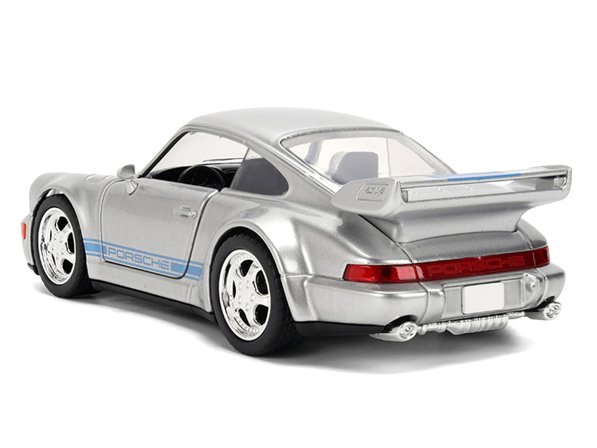 Porsche 911 Carrera RS 3.8 "Mirage" Silver Metallic with Blue Stripes "Transformers: Rise of the Beasts" (2023) Movie "Hollywood Rides" 1/32 Diecast Model Car by Jada-4