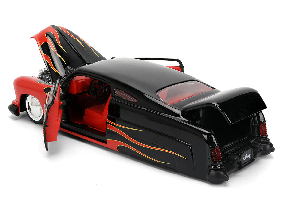 1951 Mercury Coupe Black with Flame Graphics and Red Interior and Mickey Mouse Diecast Figure "Disney's Mickey Mouse" "Hollywood Rides" Series 1/24 Diecast Model Car by Jada-2
