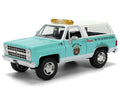 1980 Chevrolet Blazer Light Green with White Top and Graphics and Smokey Bear Diecast Figure "Smokey Bear" "Hollywood Rides" Series 1/24 Diecast Model by Jada-0