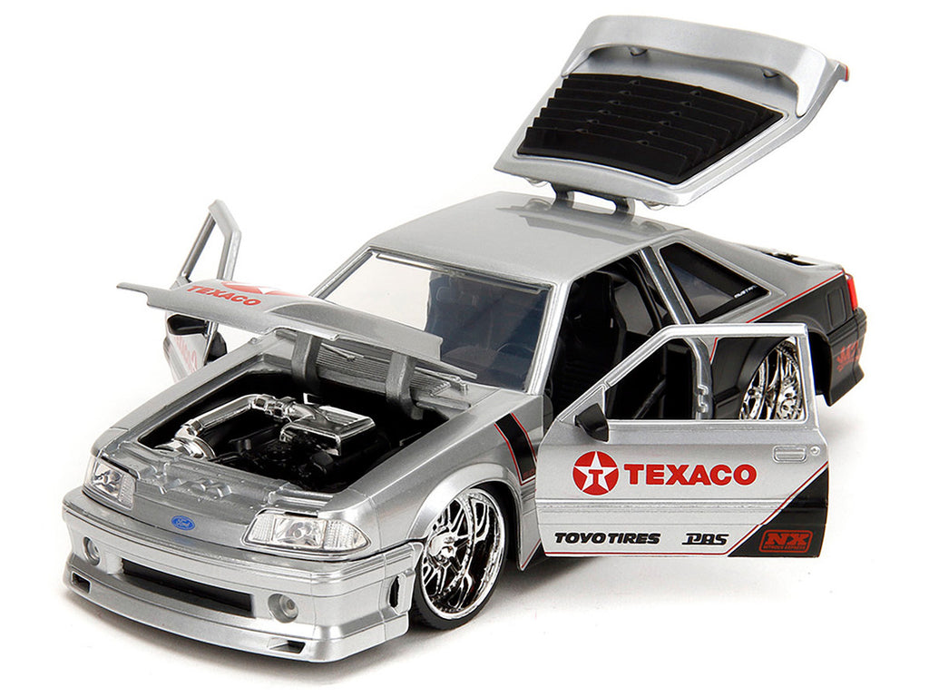 1989 Ford Mustang GT "Texaco" Silver Metallic and Matt Black "Bigtime Muscle" Series 1/24 Diecast Model Car by Jada-3