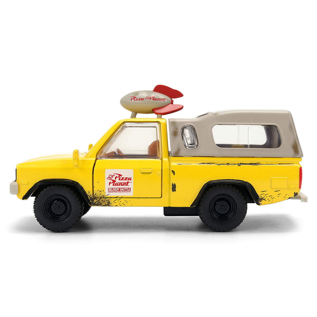 Pizza Planet Truck Yellow (Weathered) with Beige Camper "Toy Story" (1995) Movie "Hollywood Rides" Series 1/32 Diecast Model Car by Jada-2