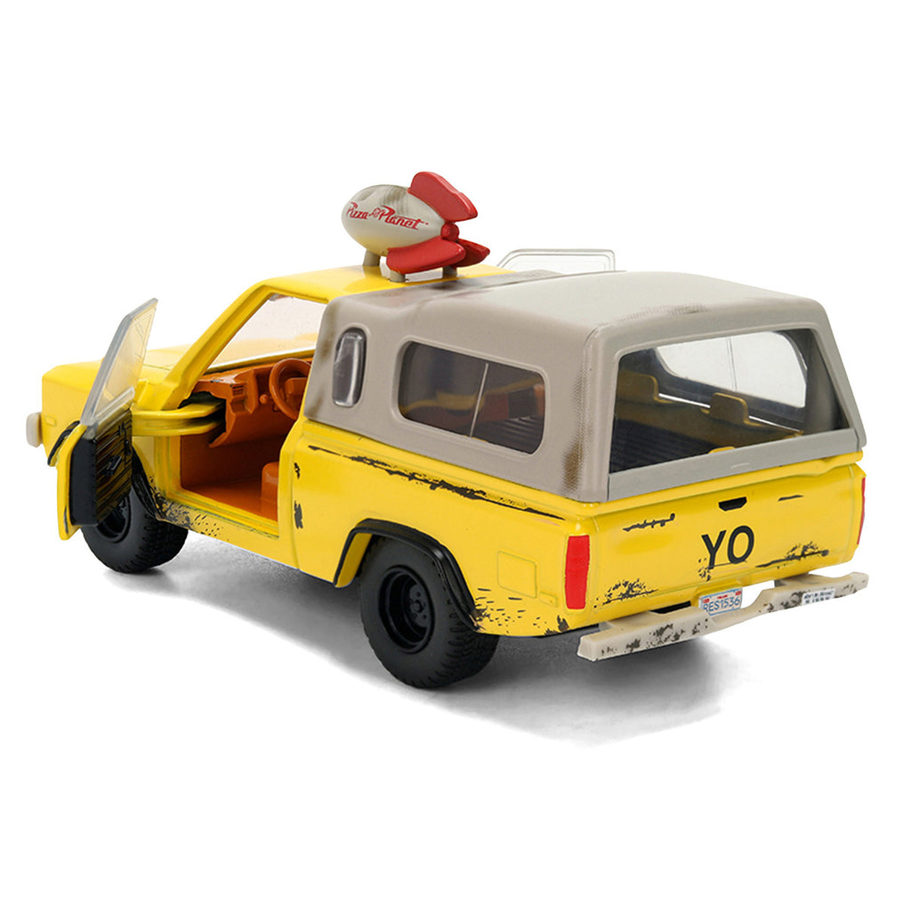 Pizza Planet Truck Yellow (Weathered) with Beige Camper "Toy Story" (1995) Movie "Hollywood Rides" Series 1/32 Diecast Model Car by Jada-3