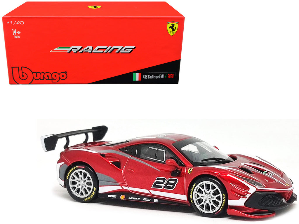 2020 Ferrari 488 Challenge EVO #28 Red 1/43 Diecast Model Car-0