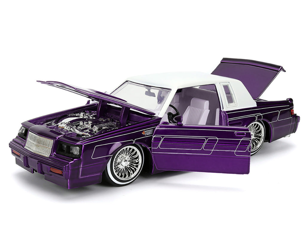 1987 Buick Grand National Candy Purple with Graphics and White Top and Interior "Bigtime Muscle" Series 1/24 Diecast Model Car by Jada-1