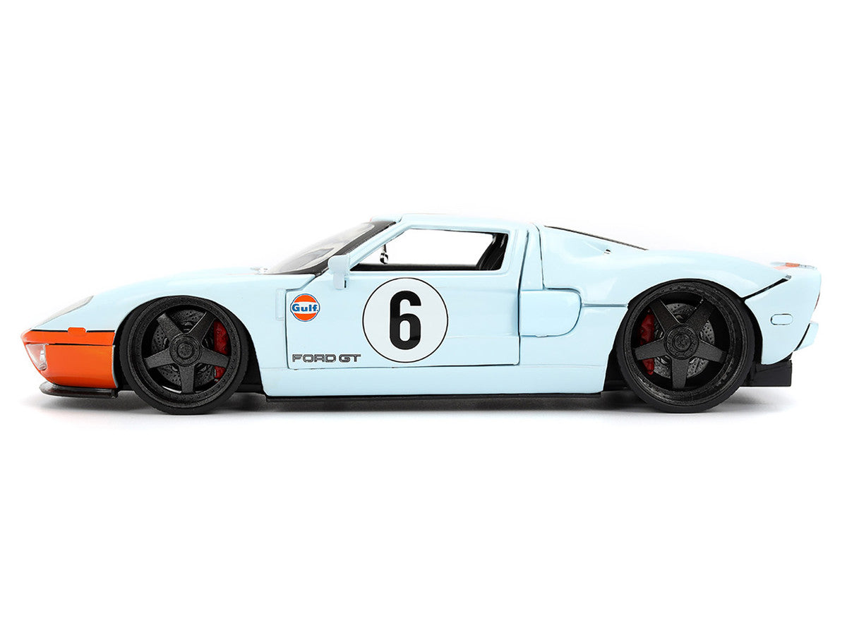 2005 Ford GT #6 "Gulf Oil" Light Blue with Orange Stripes "Hyper-Spec" Series 1/24 Diecast Model Car by Jada-2