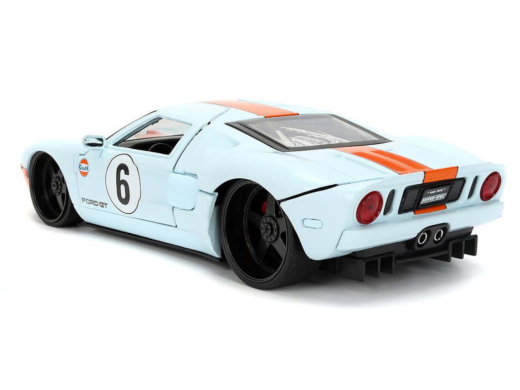2005 Ford GT #6 "Gulf Oil" Light Blue with Orange Stripes "Hyper-Spec" Series 1/24 Diecast Model Car by Jada-4