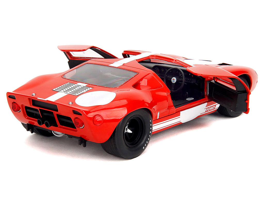 Ford GT40 MK1 Red with White Stripes and Graphics "Pink Slips" Series 1/18 Diecast Model Car by Jada-0