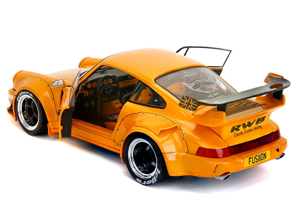 RWB Bodykit "Hibiki" Orange Metallic "Pink Slips" Series 1/18 Diecast Model Car by Jada-2