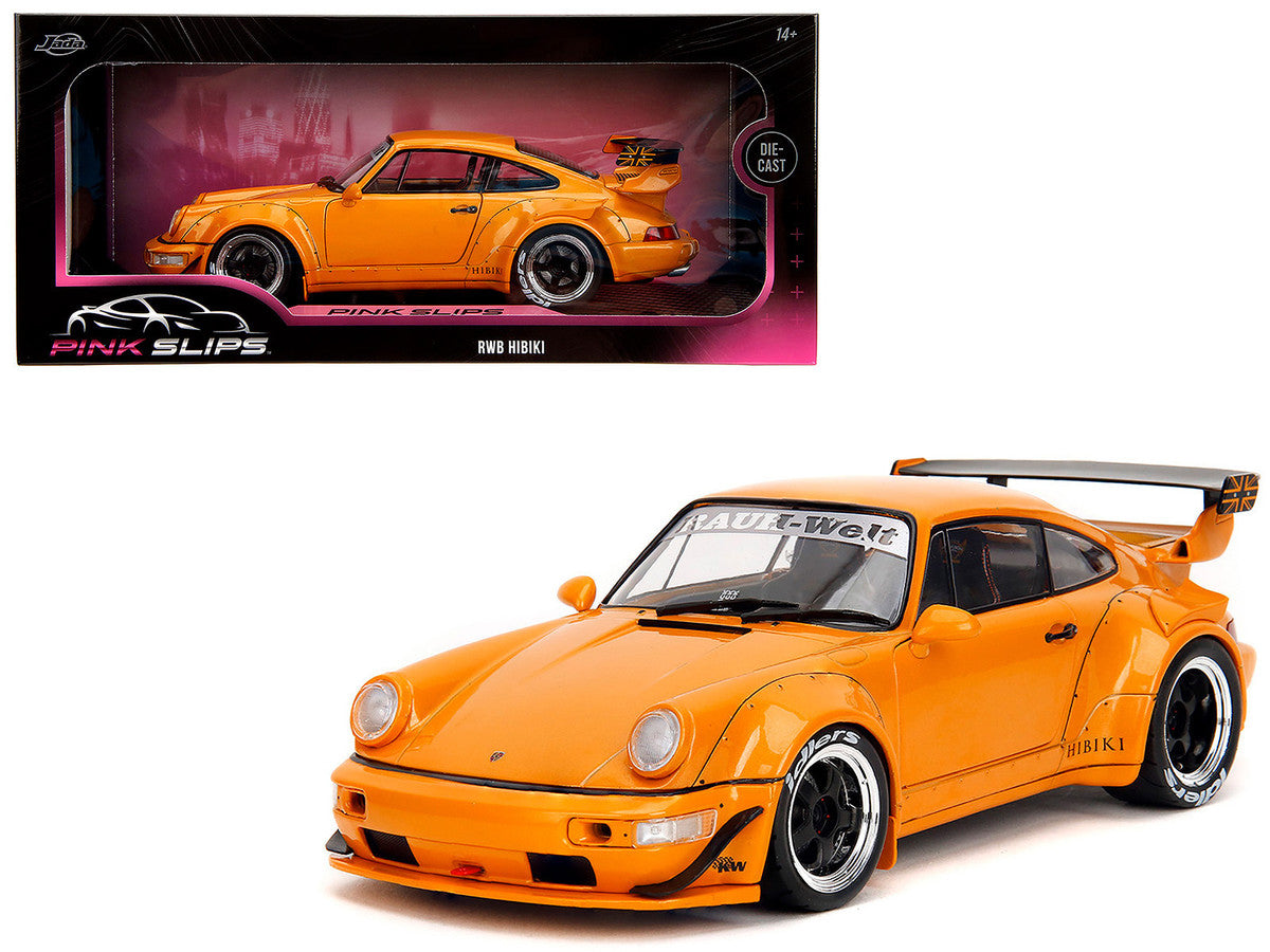 RWB Bodykit "Hibiki" Orange Metallic "Pink Slips" Series 1/18 Diecast Model Car by Jada-4