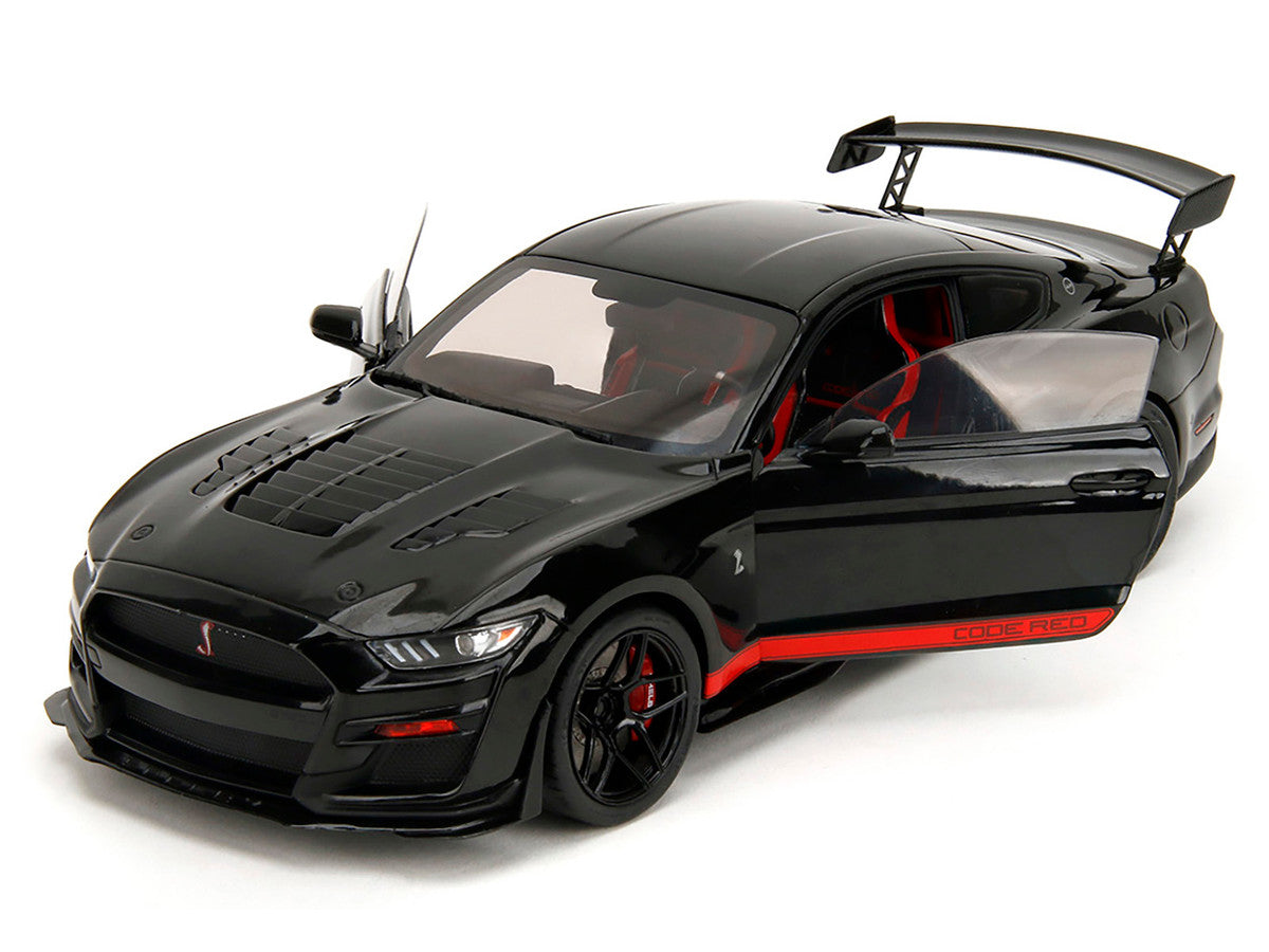 Shelby GT500 "Code Red" Black with Red Stripes "Pink Slips" Series 1/18 Diecast Model Car by Jada-1