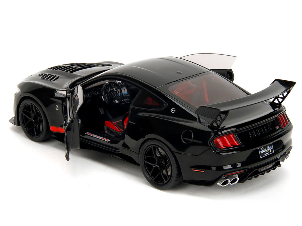 Shelby GT500 "Code Red" Black with Red Stripes "Pink Slips" Series 1/18 Diecast Model Car by Jada-2