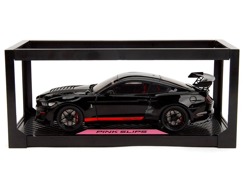 Shelby GT500 "Code Red" Black with Red Stripes "Pink Slips" Series 1/18 Diecast Model Car by Jada-0