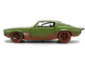 Dom's 1973 Chevrolet Camaro "F-Bomb" Matt Green (Dirty Version) with Black Hood Stripe "Fast & Furious" (2009) Movie "Fast & Furious 25 Years" Series 1/32 Diecast Model Car by Jada-0