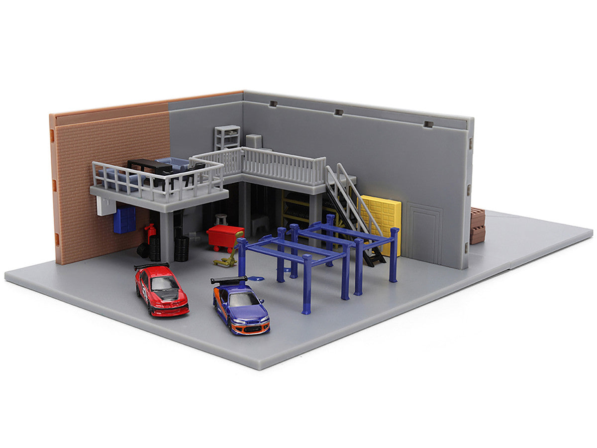 "Fast & Furious" Han's Garage Diorama with 2 Cars and Accessories "Nano Scene" Series 1/32 Model by Jada-3