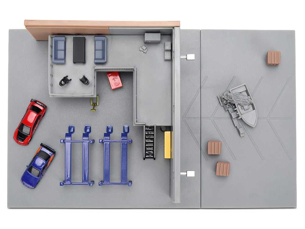 "Fast & Furious" Han's Garage Diorama with 2 Cars and Accessories "Nano Scene" Series 1/32 Model by Jada-2