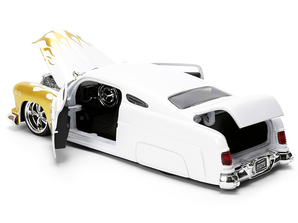 1951 Mercury Coupe White with Gold Flames "Bigtime Muscle" Series 1/24 Diecast Model Car by Jada-1