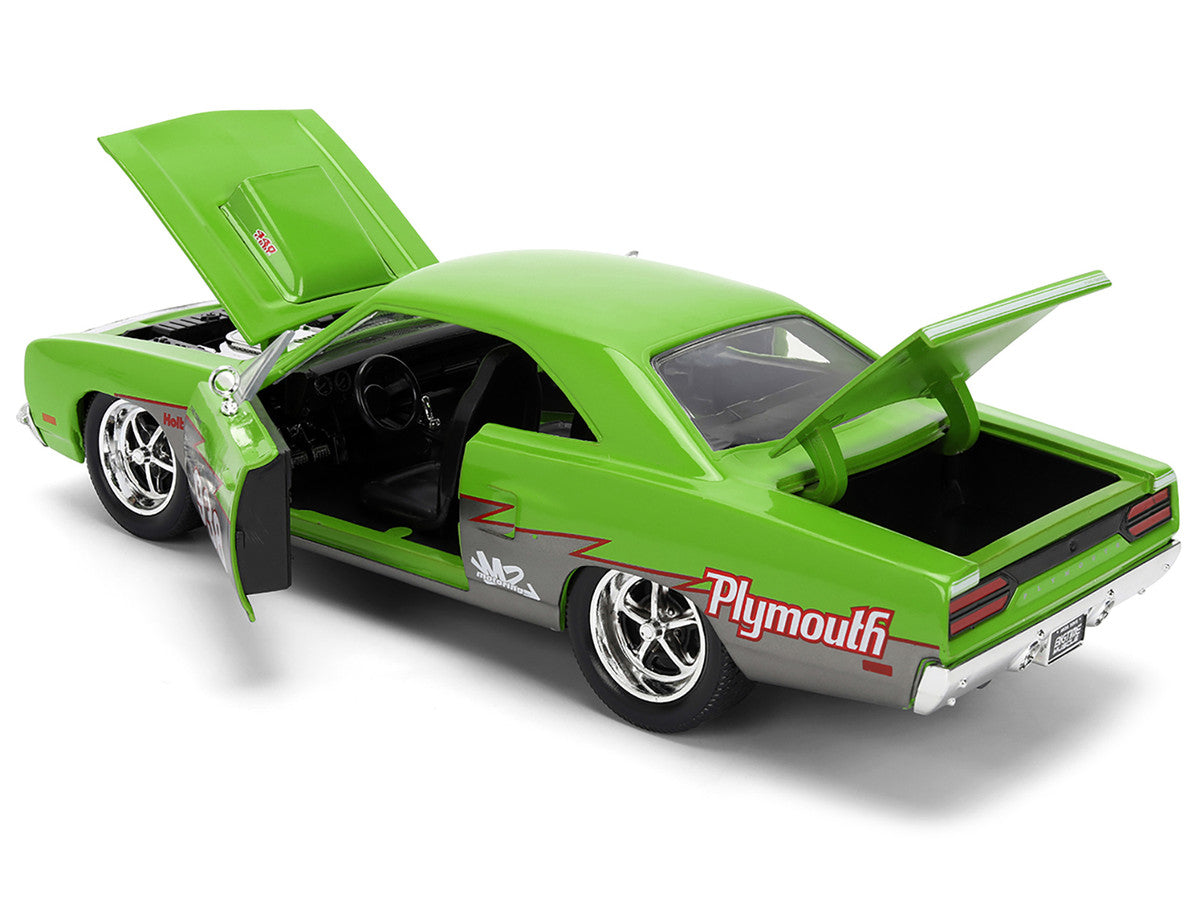 1970 Plymouth Road Runner #938 Green and Gray Metallic "Bigtime Muscle" Series 1/24 Diecast Model Car by Jada-3