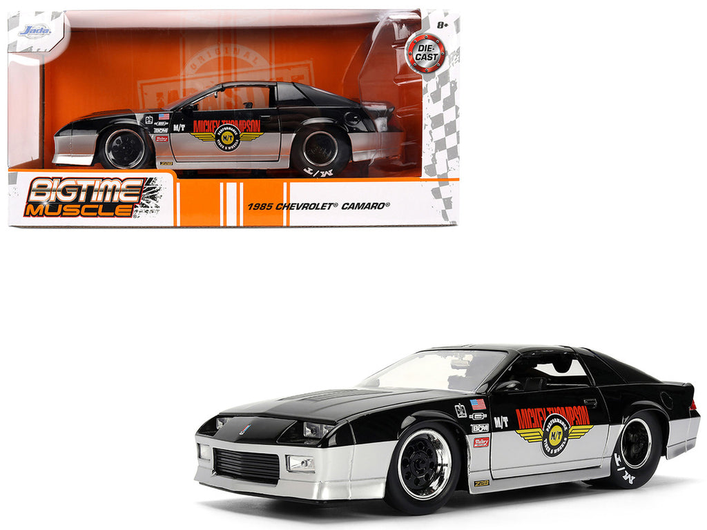 1985 Chevrolet Camaro Z28 "Mickey Thompson" Black and Silver Metallic "Bigtime Muscle" Series 1/24 Diecast Model Car by Jada-0