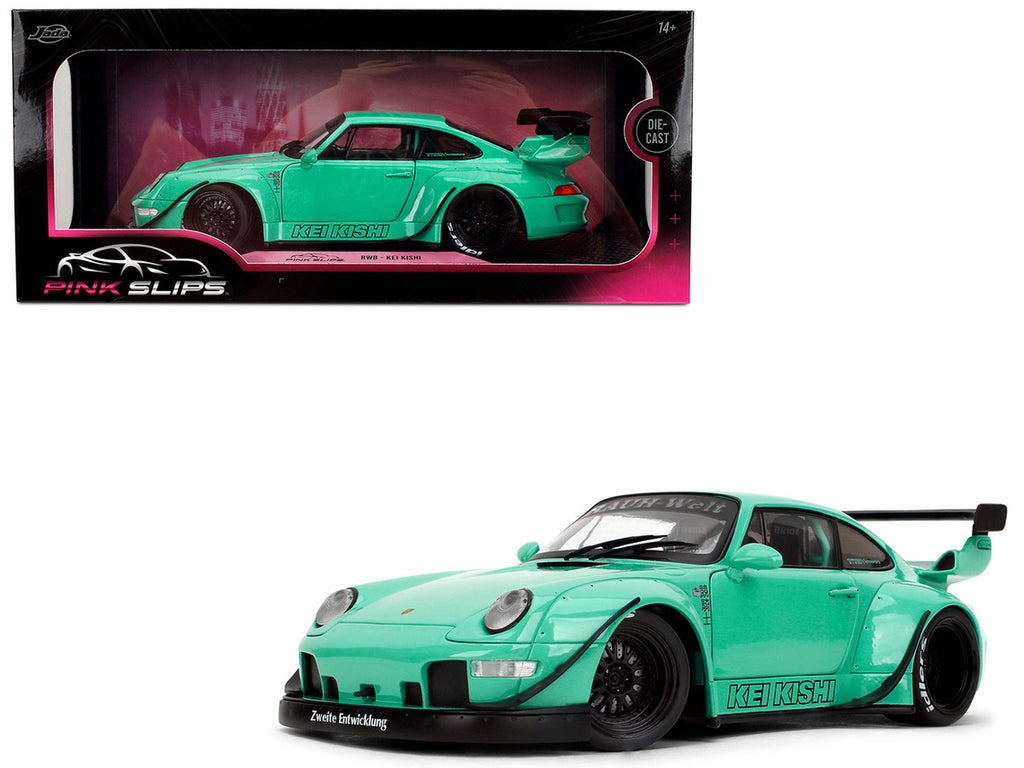 RWB Body Kit "Kei Kishi" Light Blue "Pink Slips" Series 1/18 Diecast Model Car by Jada-4
