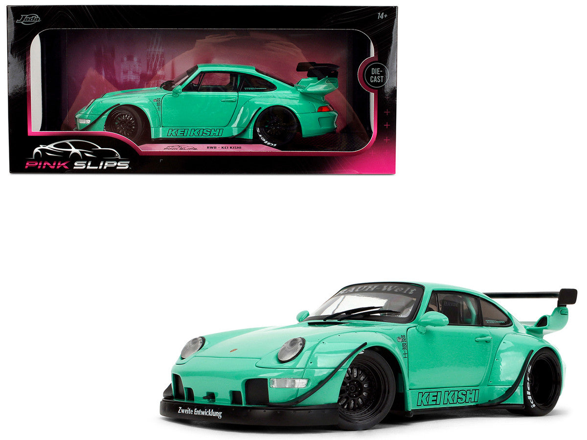RWB Body Kit "Kei Kishi" Light Blue "Pink Slips" Series 1/18 Diecast Model Car by Jada-4