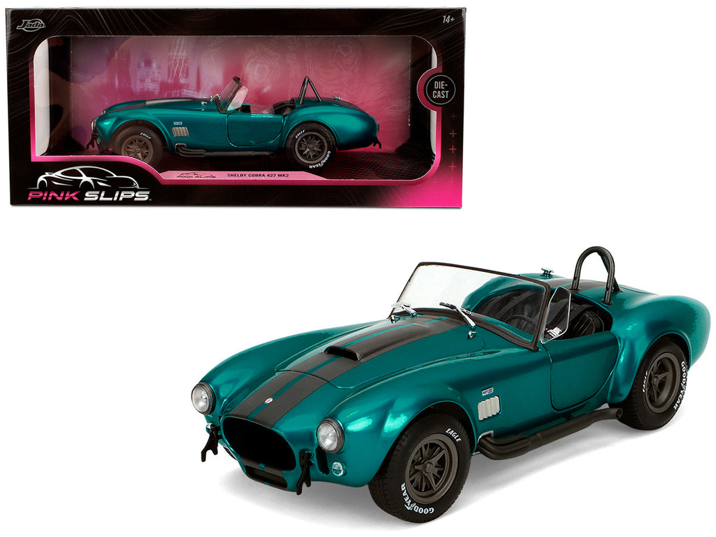 Shelby Cobra 427 MKII Teal Metallic with Gray Stripes "Pink Slips" Series 1/18 Diecast Model Car by Jada-4