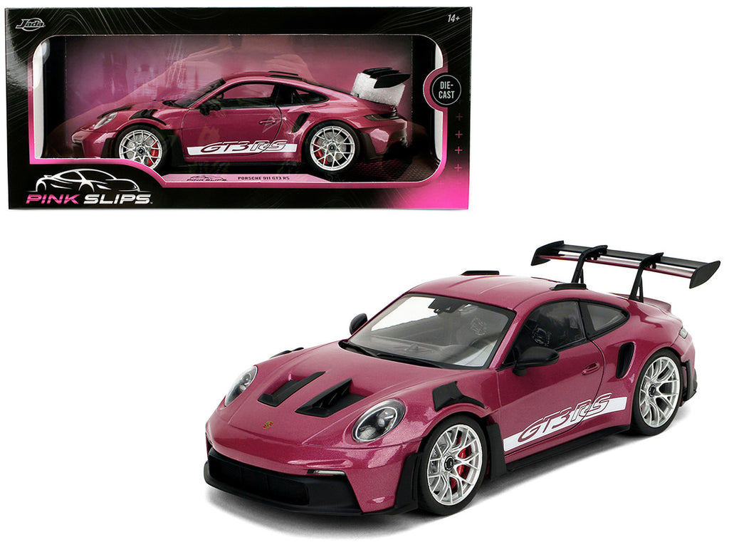 Porsche 911 GT3 RS Red Violet Metallic with White Stripes "Pink Slips" Series 1/18 Diecast Model Car by Jada-4