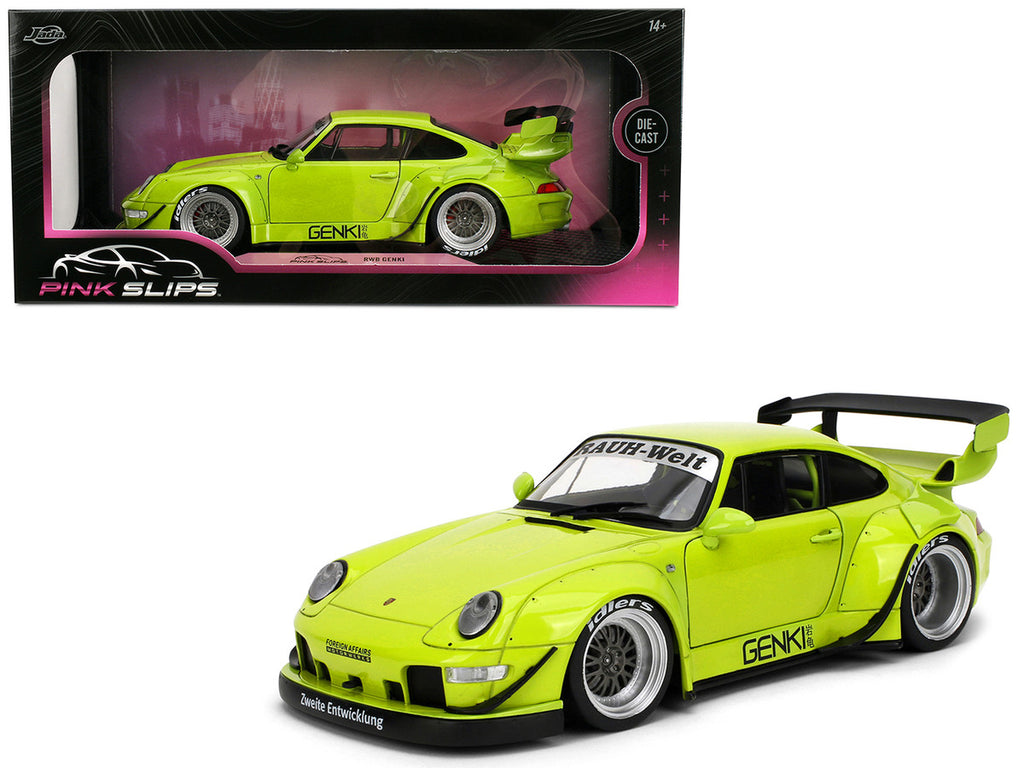 RWB Body Kit "Genki" Lime Green "Pink Slips" Series 1/18 Diecast Model Car by Jada-4