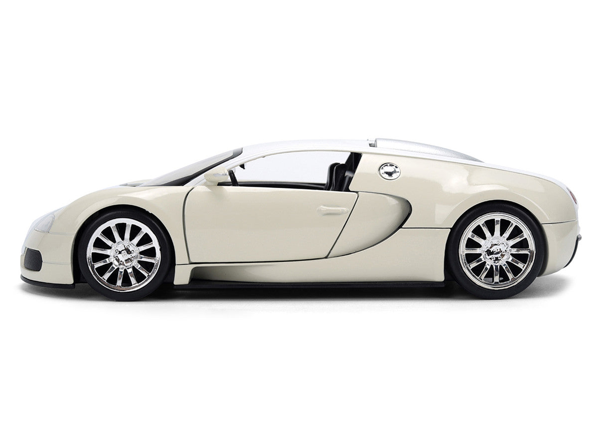 2011 Bugatti Veyron White and Tan "Furious 7" (2015) Movie "25 Years of Fast & Furious" Series 1/24 Diecast Model Car by Jada-2
