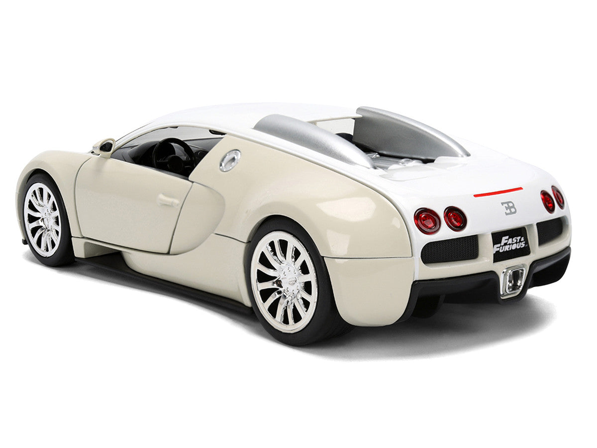 2011 Bugatti Veyron White and Tan "Furious 7" (2015) Movie "25 Years of Fast & Furious" Series 1/24 Diecast Model Car by Jada-3