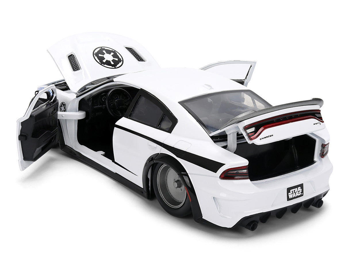 2021 Dodge Charger SRT Hellcat White with Graphics and Stormtrooper Figure "Star Wars" Franchise "Hollywood Rides" Series 1/24 Diecast Model Car by Jada-3