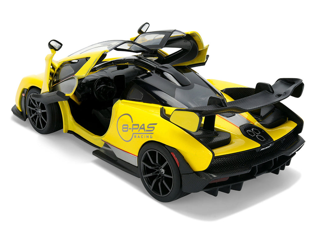 McLaren Senna "8-PAS Racing" Yellow Metallic with Black Top "Hyper-Spec" Series 1/24 Diecast Model Car by Jada-2
